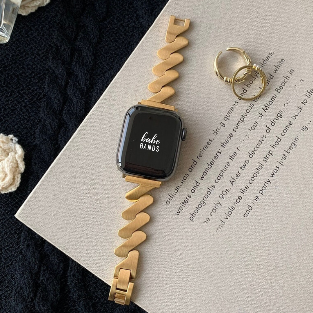 No more basic vibes. Step up your babe game with our premium Babe Bands to elevate your style.   Upgrade your Apple Watch with our Premium Stainless Steel Zig Zag Apple Watch Band.  Indulge in the luxury look and feel of our Apple Watch band, crafted from high-quality stainless steel band in a unique zig zag shape for added style.