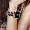 No more basic vibes. Step up your babe game with our premium Babe Bands to elevate your style.   Upgrade your Apple Watch with our Premium Leather Belted Double Chain Strap + Crystal Case Apple Watch Set.  Indulge in the luxury look and feel of our Apple Watch band, crafted from high-quality stainless steel double chain embellished with leather detail, and a faux diamond face case. Each strap is designed to fit your Apple Watch seamlessly out of the box, and is adjustable with removable clasps. 