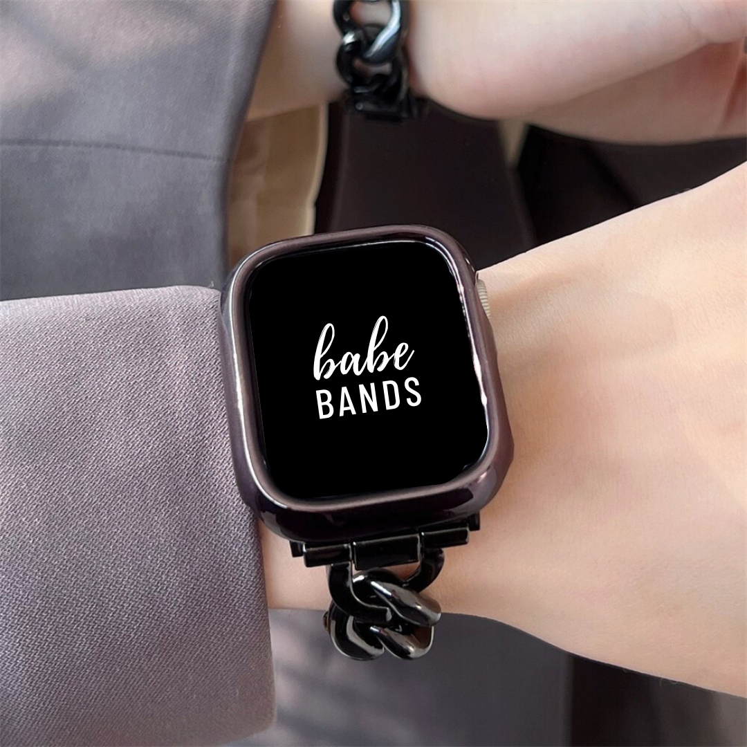 No more basic vibes. Step up your babe game with our premium Babe Bands Case to elevate your Apple Watch style.    Upgrade your Apple Watch with our Premium Classic Apple Watch Bumper Case.  Indulge in the luxury look of our Apple Watch case, crafted from high-quality durable Polycarbonate in a classic everyday style. 