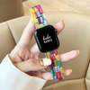 No more basic vibes. Step up your babe game with our premium Babe Bands to elevate your style.   Upgrade your Apple Watch with our Premium Resin Rainbow Classic Link Style Apple Watch Band.  Indulge in the luxury look and feel of our Apple Watch band, crafted from high-quality mixed rainbow colored resin in a classic watch band style.