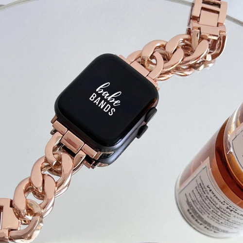 No more basic vibes. Step up your babe game with our premium Babe Bands to elevate your style.    Upgrade your Apple Watch with our Premium Stainless Steel Chunky Chain Apple Watch Band.  Indulge in the luxury look and feel of our Apple Watch band, crafted from high-quality stainless steel in a timeless chunky chain style.