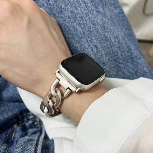 No more basic vibes. Step up your babe game with our premium Babe Bands to elevate your style.    Upgrade your Apple Watch with our Premium Stainless Steel Chunky Chain Apple Watch Band.  Indulge in the luxury look and feel of our Apple Watch band, crafted from high-quality stainless steel in a timeless chunky chain style.