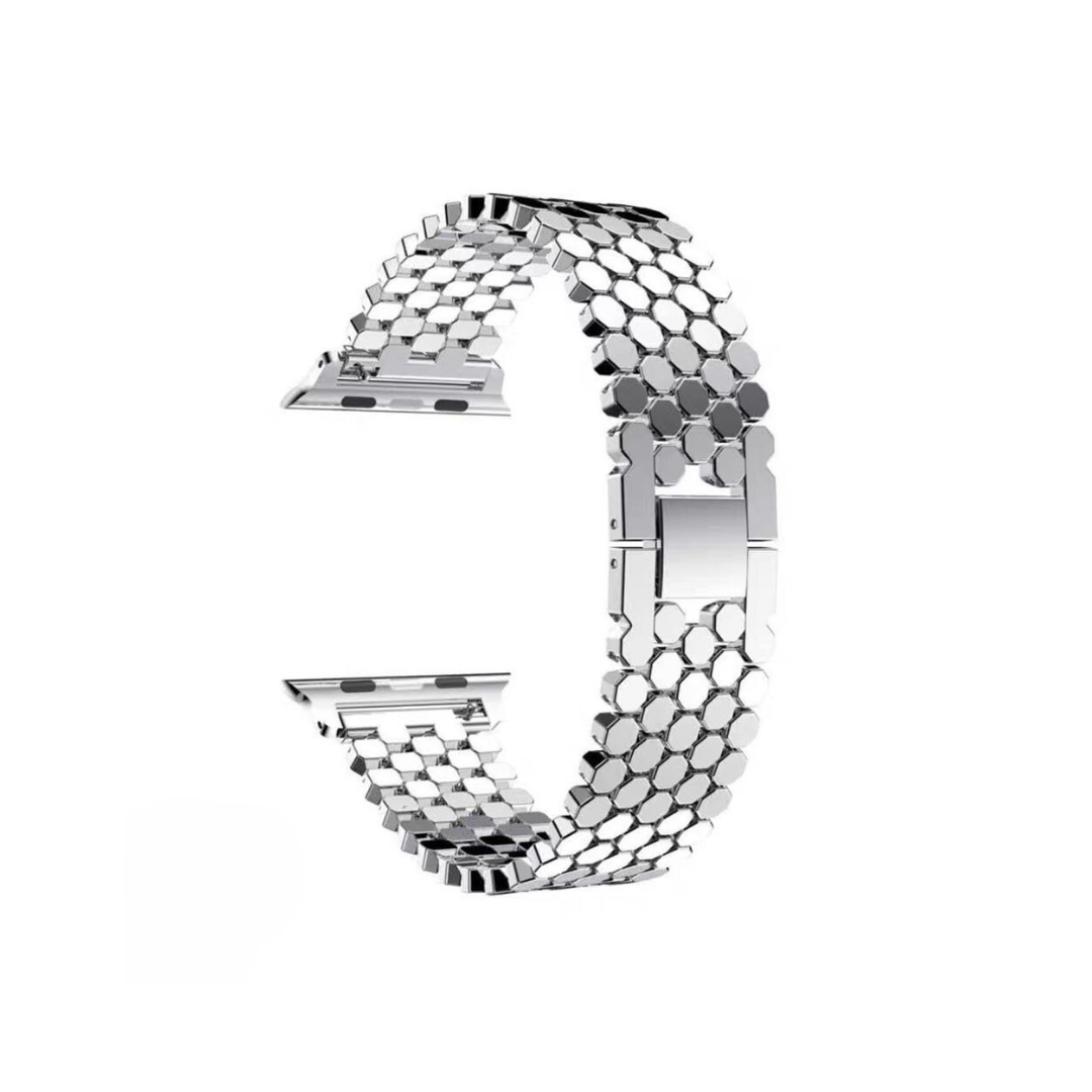 No more basic vibes. Step up your babe game with our premium Babe Bands to elevate your style.    Upgrade your Apple Watch with our Premium Stainless Steel Octagon Link Apple Watch Band.  Indulge in the luxury look and feel of our Apple Watch band, crafted from high-quality stainless steel in a linked band made from an intricate octagon design. 