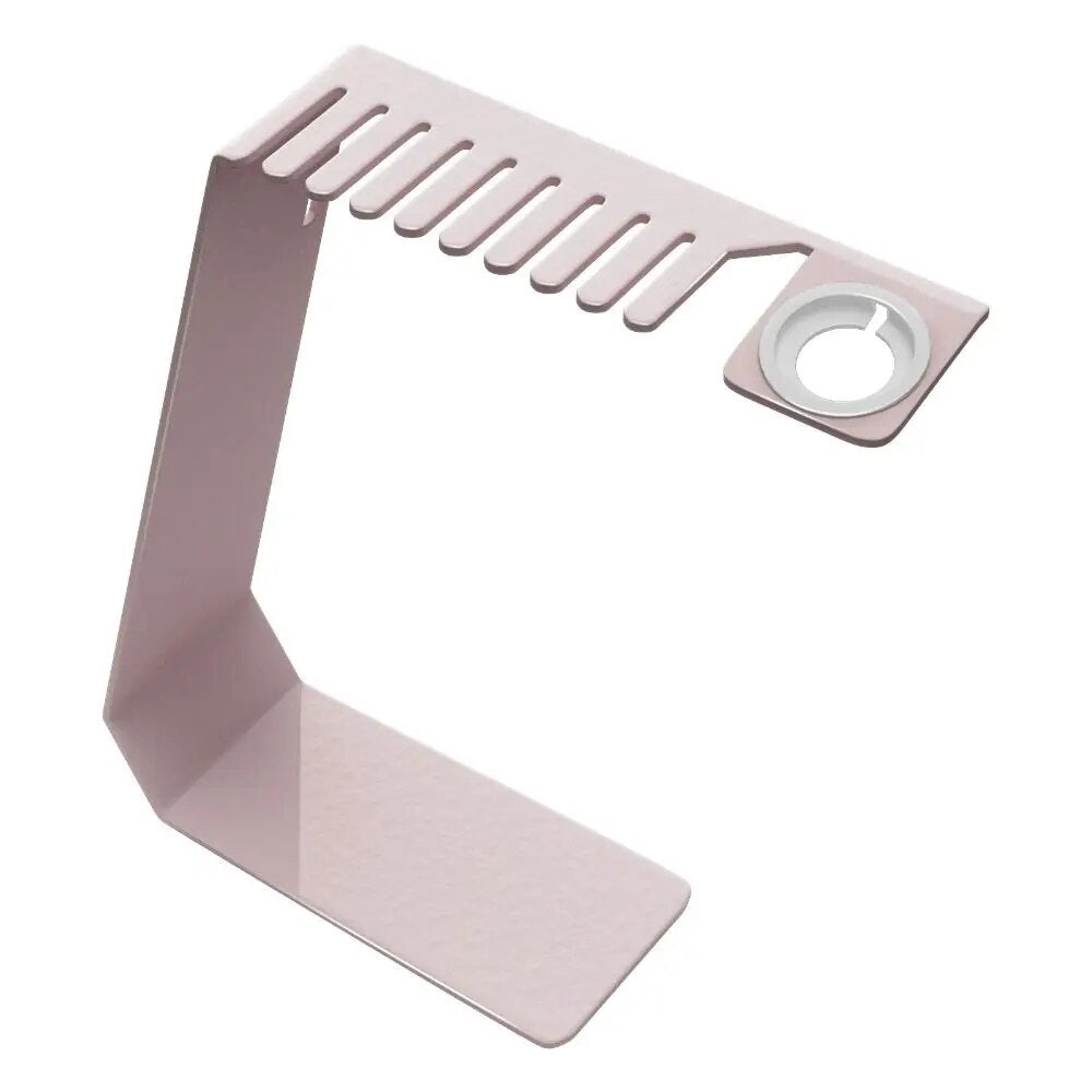 Is your love for matching your Apple Watch Band to every outfit causing a cluttery mess and giving you a headache?  Don't worry, we've got you covered. Babe Bands' Apple Watch Band Holder + Charging Station will help you declutter your counter and mind. Made from stainless steel, this sturdy and minimalist styled storage solution can hold up to 9 of your favorite Apple Watch Babe Bands, and has a convenient spot to store and charge your Apple Watch, all in one location!