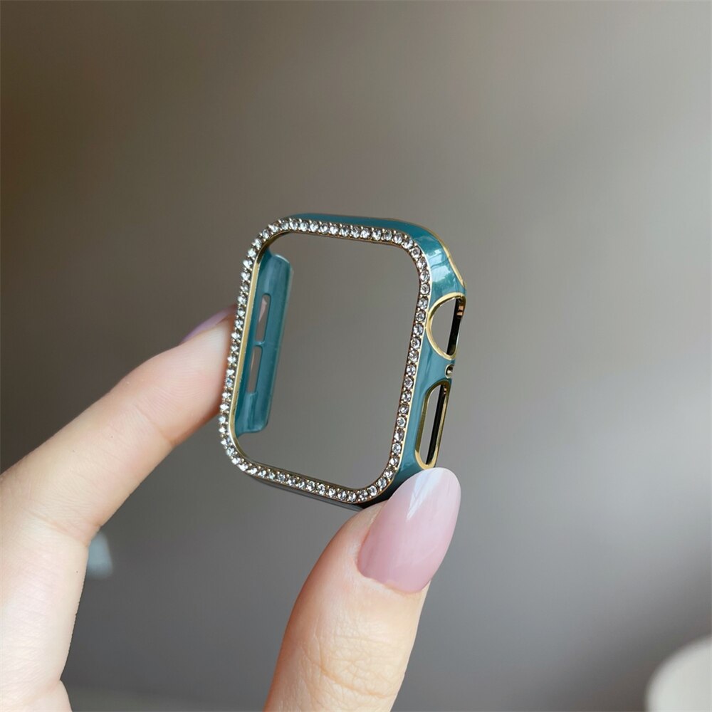 No more basic vibes. Step up your babe game with our premium Babe Bands Case to elevate your Apple Watch style.    Upgrade your Apple Watch with our Premium Single Row Rhinestone Contrast Apple Watch Bumper Case.  Indulge in the luxury look of our Apple Watch case, crafted from high-quality materials including a durable Polycarbonate case with a contrast color trim and a single row sparkling faux diamond border.