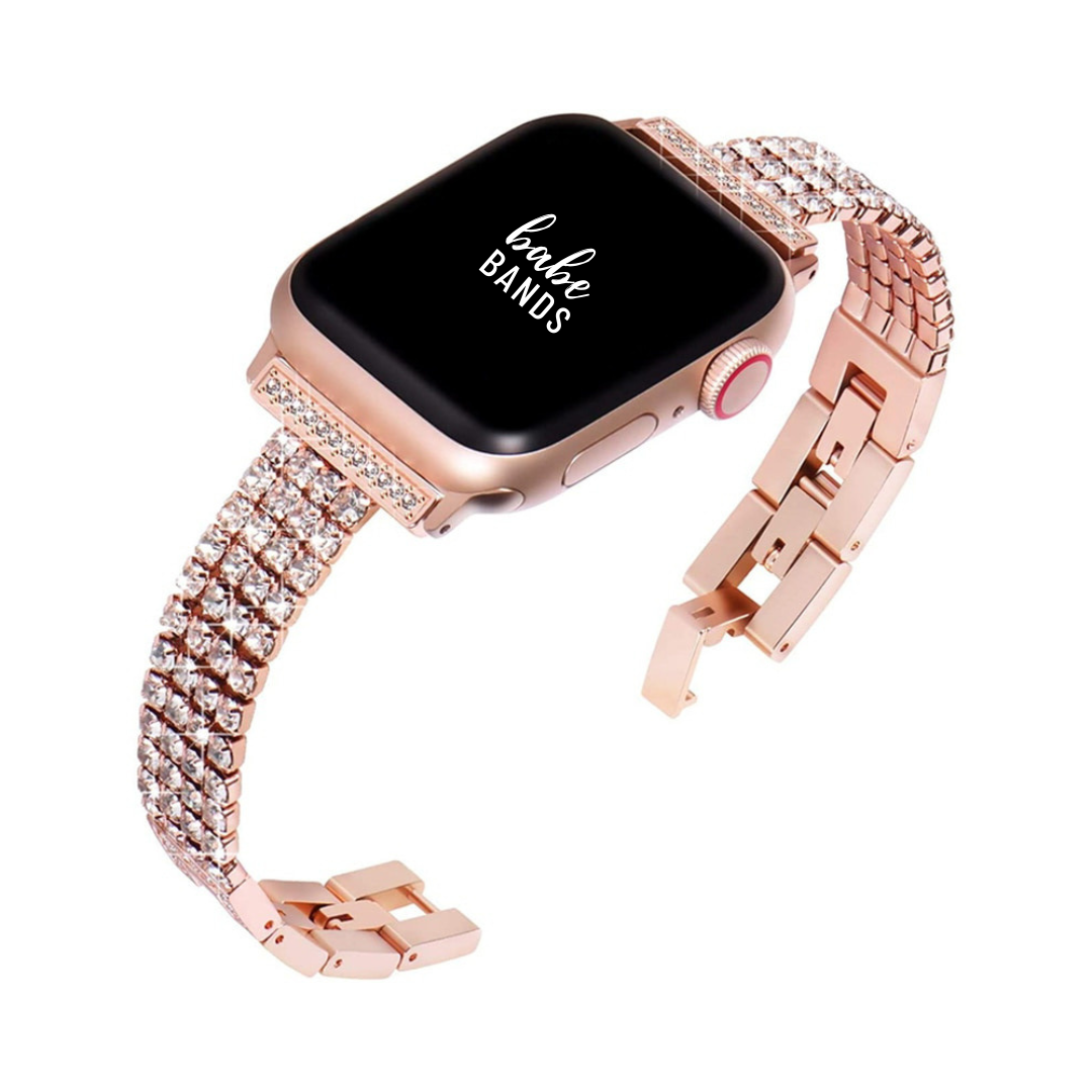 No more basic vibes. Step up your babe game with our premium Babe Band to elevate your Apple Watch style.     Upgrade your Apple Watch with our Premium Stainless Steel Full Rhinestone Apple Watch Band.  Indulge in the luxury look of our Apple Watch case, crafted from high-quality materials including a stainless steel band fully embellished with faux diamonds.