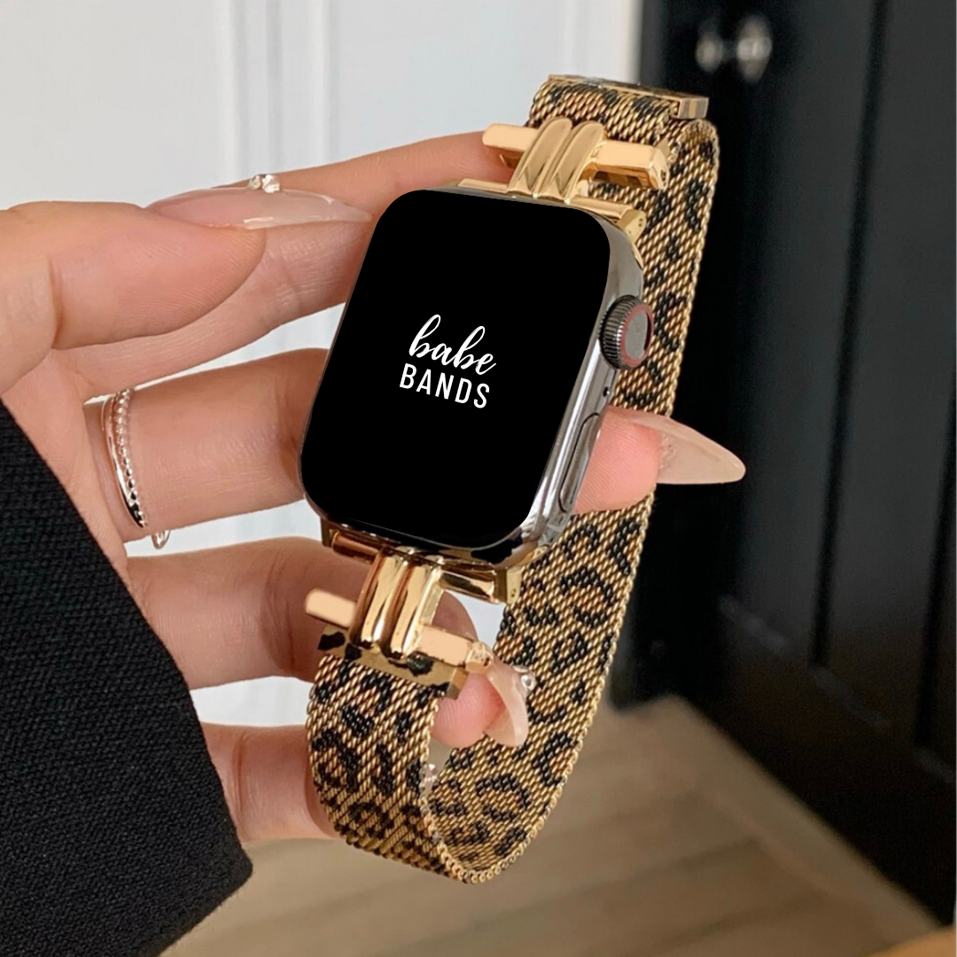 No more basic vibes. Step up your babe game with our premium Babe Bands to elevate your style.   Upgrade your Apple Watch with our Premium Stylized Mesh Chain Apple Watch Band.  Indulge in the luxury look and feel of our Apple Watch band, crafted from high-quality stainless steel in a classic mesh chain style band with a stylish connector, and magnetic closure.